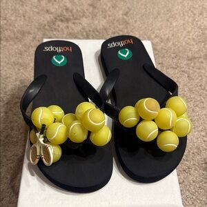 Hot Flops Black and Yellow Flip Flops